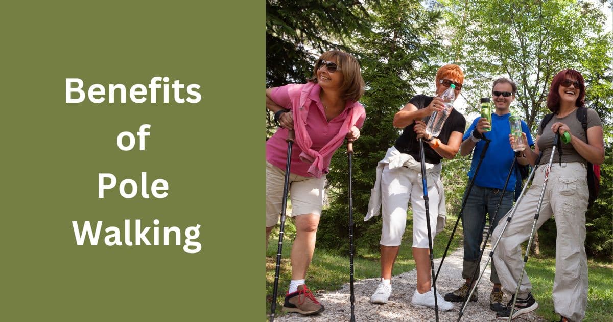 people with poles. benefits of pole walking.